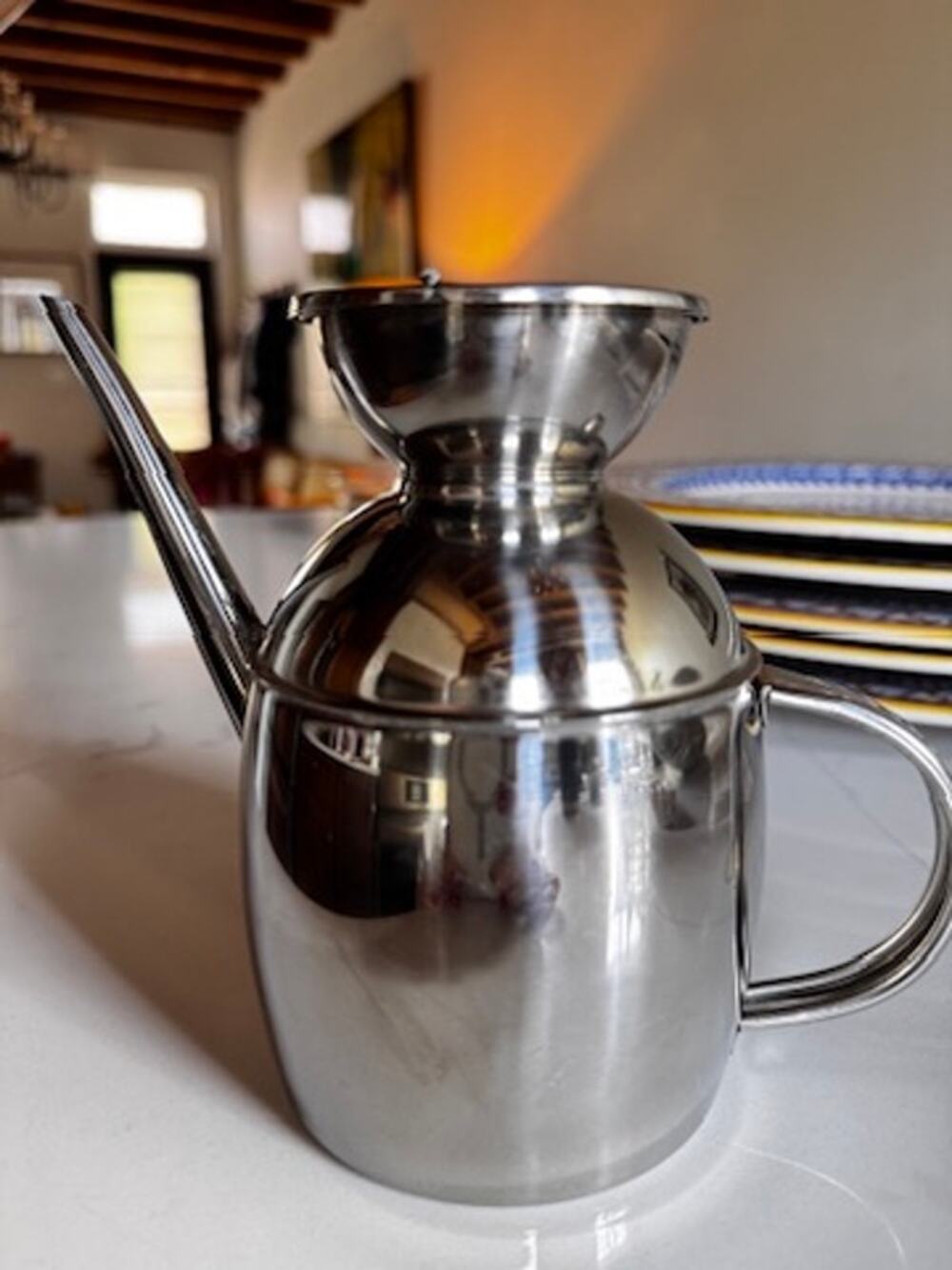 Vintage IPAC Italy Inox 18-10 Stainless Steel Olive Oil Cruet Dispenser 6" 500ml